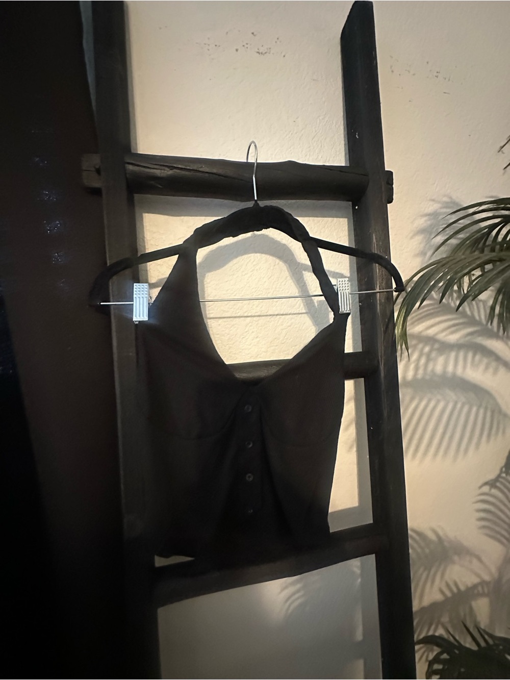 Source Unknown Black Halter Crop Tank Top